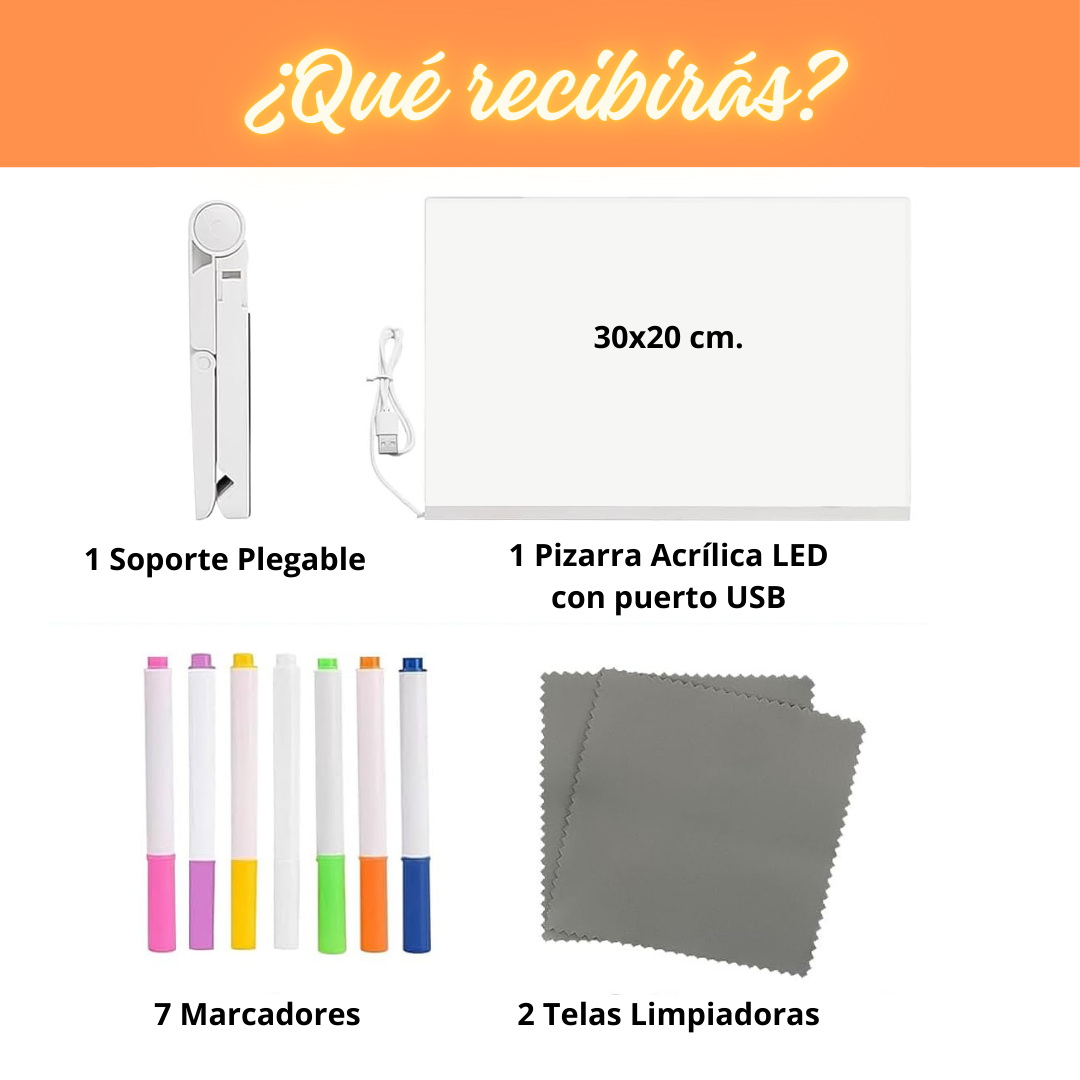 Pizarra LED de colores para niños/as